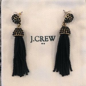 J. Crew black and gold beaded tassel earrings